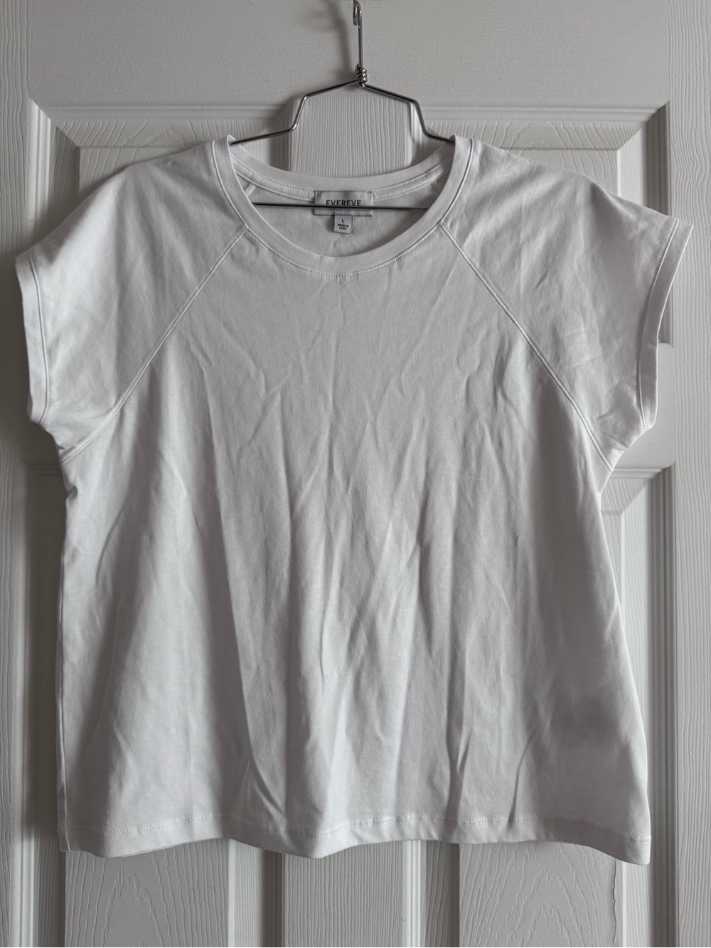 Evereve Crisp White Short Sleeve Crew Tee L